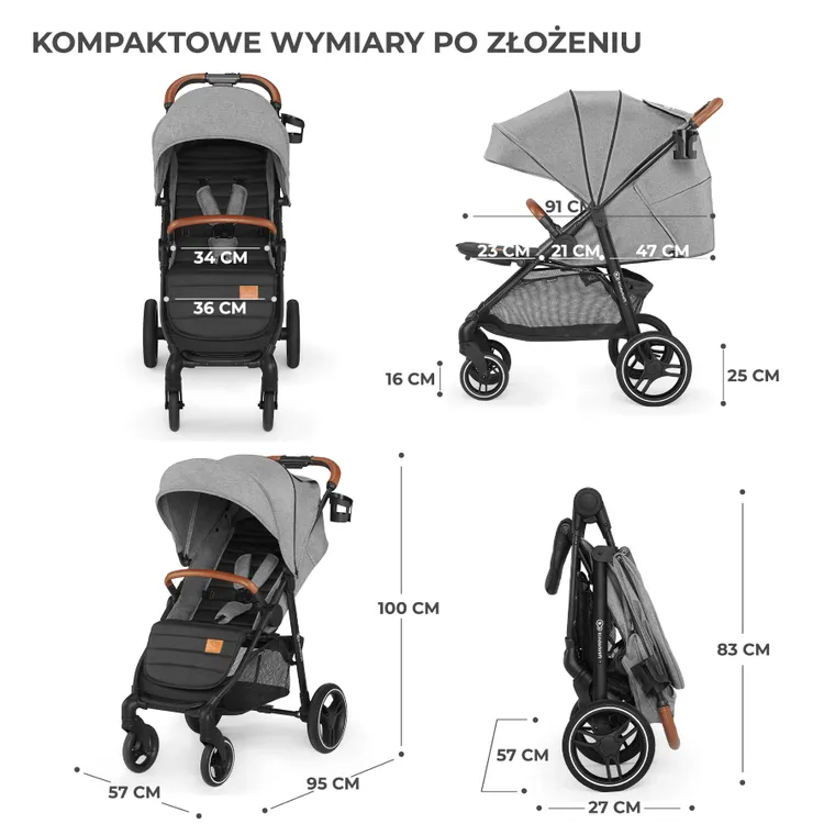 Kinderkraft, Grande Plus, wózek spacerowy, Grey