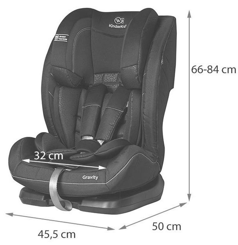 Kinderkraft, Gravity, fotelik samochodowy, 9-36 kg, szary
