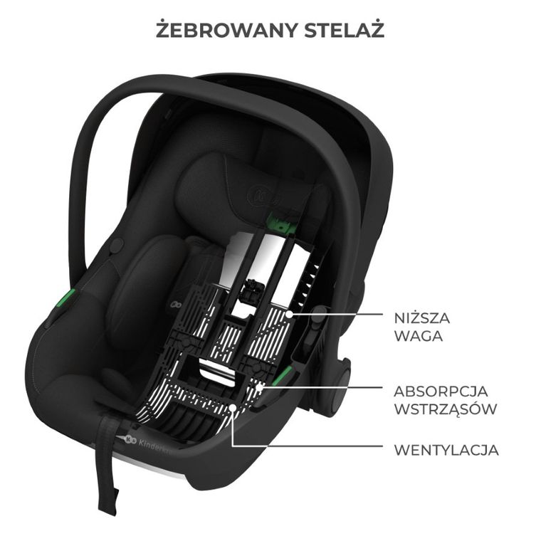 Kinderkraft, I-Lite, fotelik samochodowy, nosidełko, Graphite Black, 40-86 cm