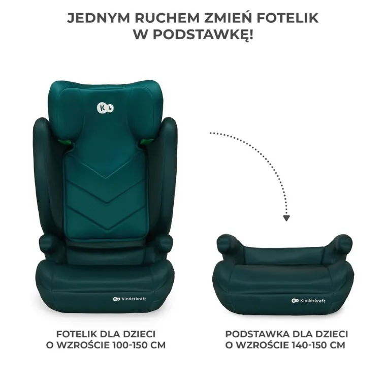 Kinderkraft, I-Spark, fotelik samochodowy, Green, 100-150 cm