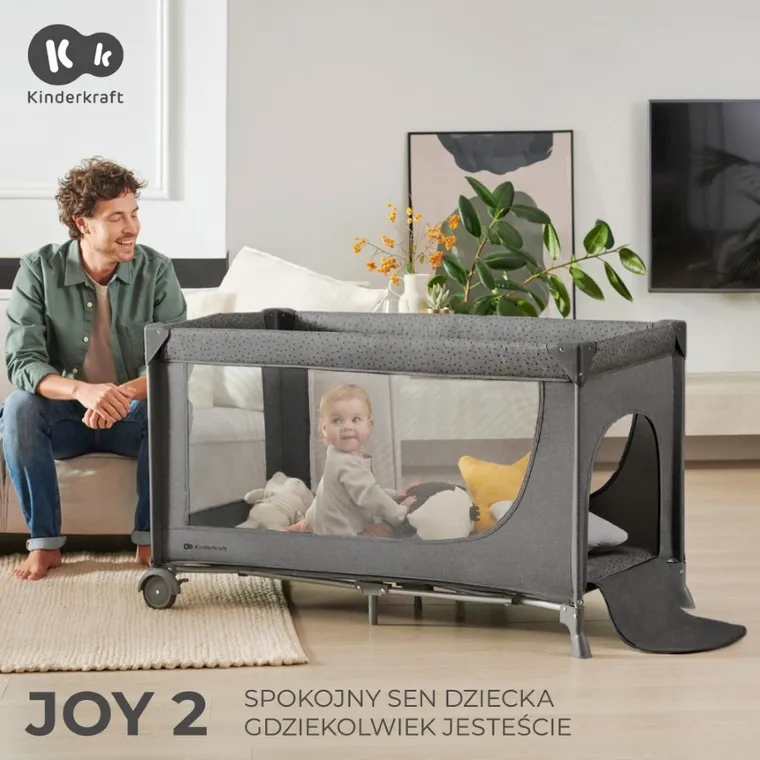 Kinderkraft, Joy 2, łóżeczko turystyczne, Beige