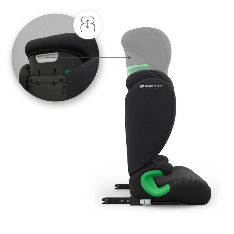 Kinderkraft, Junior Fix 2 Plus, i-Size, fotelik samochodowy, black, 100-150 cm
