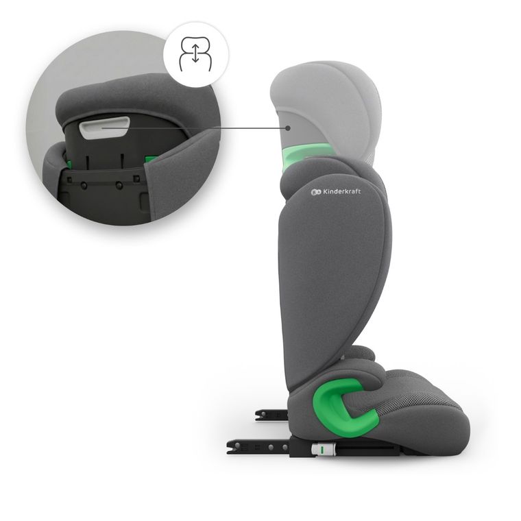 Kinderkraft, Junior Fix 2 Plus, i-Size, fotelik samochodowy, grey, 100-150 cm