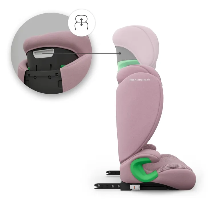 Kinderkraft, Junior Fix 2 Plus, i-Size, fotelik samochodowy, pink, 100-150 cm
