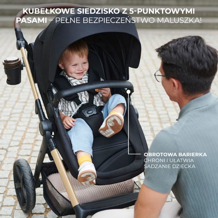 Kinderkraft, Moov 2, Air Wheels, wózek wielofunkcyjny 4w1, Moonlight Grey