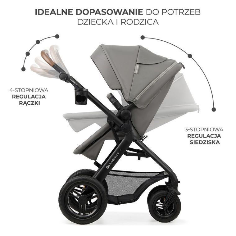 Kinderkraft, Moov 2 Air, wózek wielofunkcyjny, 3w1, Light Grey