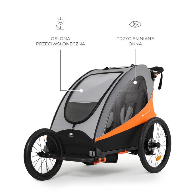 Kinderkraft, Nava, przyczepka rowerowa, wózek, sunny orange