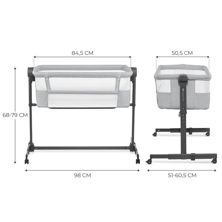 Kinderkraft, Neste Up 2, łóżeczko dostawne, light grey