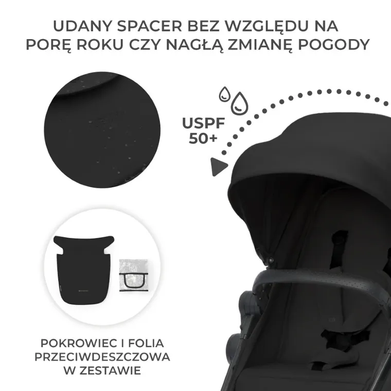 Kinderkraft, Newly, wózek wielofunkcyjny, 4w1, classic black