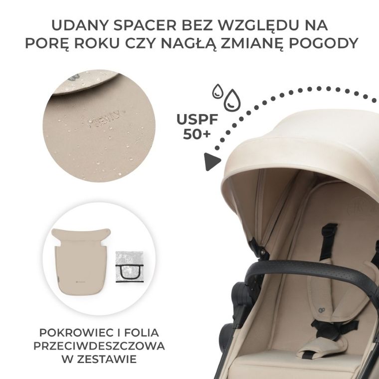 Kinderkraft, Newly, wózek wielofunkcyjny, 4w1, sand beige