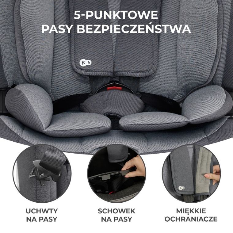 Kinderkraft, Oneto 3, I-size, fotelik samochodowy, Cool Grey, 76-150 cm