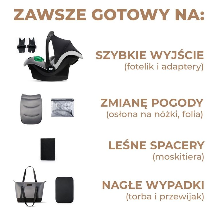 Kinderkraft, Prime 2, Mink Pro, wózek wielofunkcyjny, 3w1, Shadow Grey