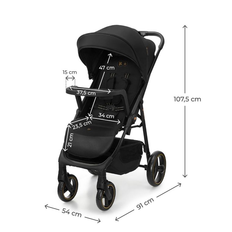 Kinderkraft, Trig 3, wózek spacerowy z tacką, Onyx Black