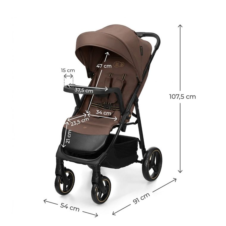 Kinderkraft, Trig 3, wózek spacerowy z tacką, Velvet Mocca