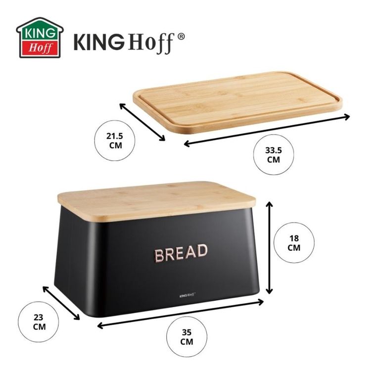 Kinghoff, chlebak z deską do krojenia, stalowy, KH-1948