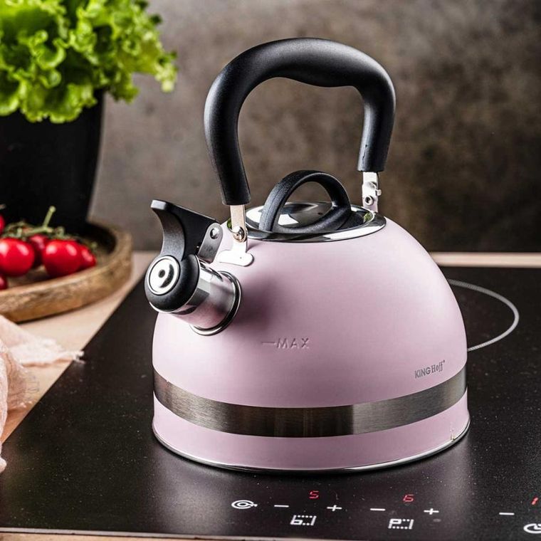 Kinghoff, czajnik, 1.8l z gwizdkiem, różowy