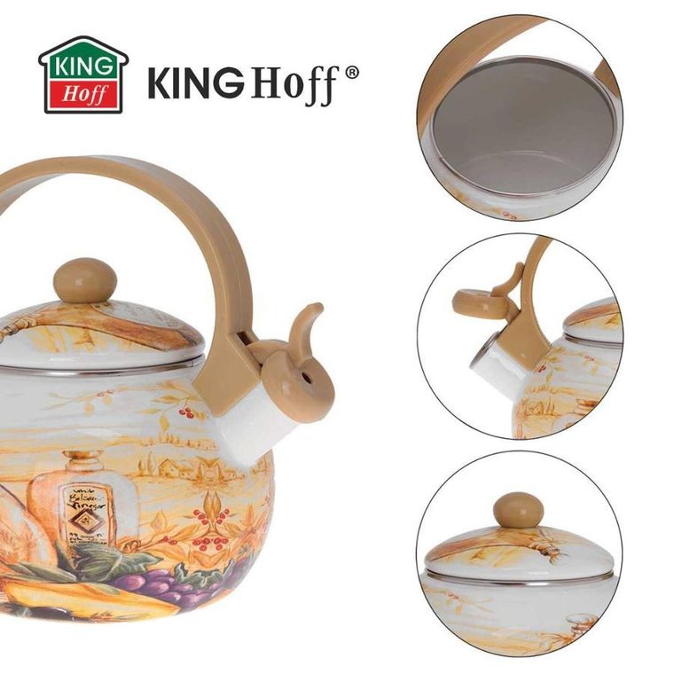 Kinghoff, czajnik emaliowany z gwizdkiem, 2l, KH-3700