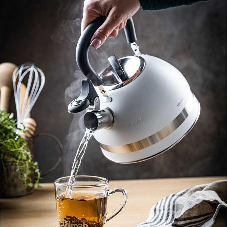 Kinghoff, czajnik z gwizdkiem, biały, 1,8l