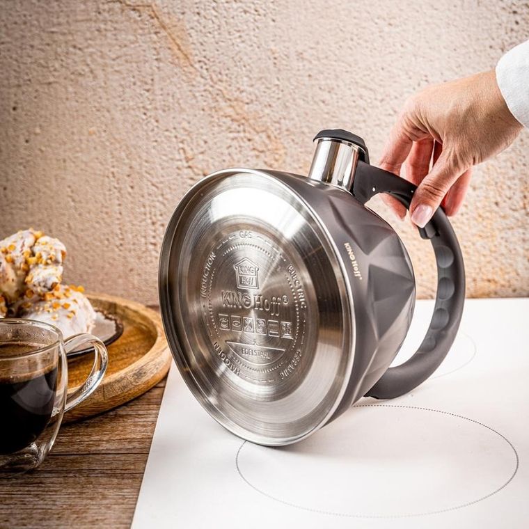 Kinghoff, czajnik z gwizdkiem, czarny mat, 2l, kh-1997