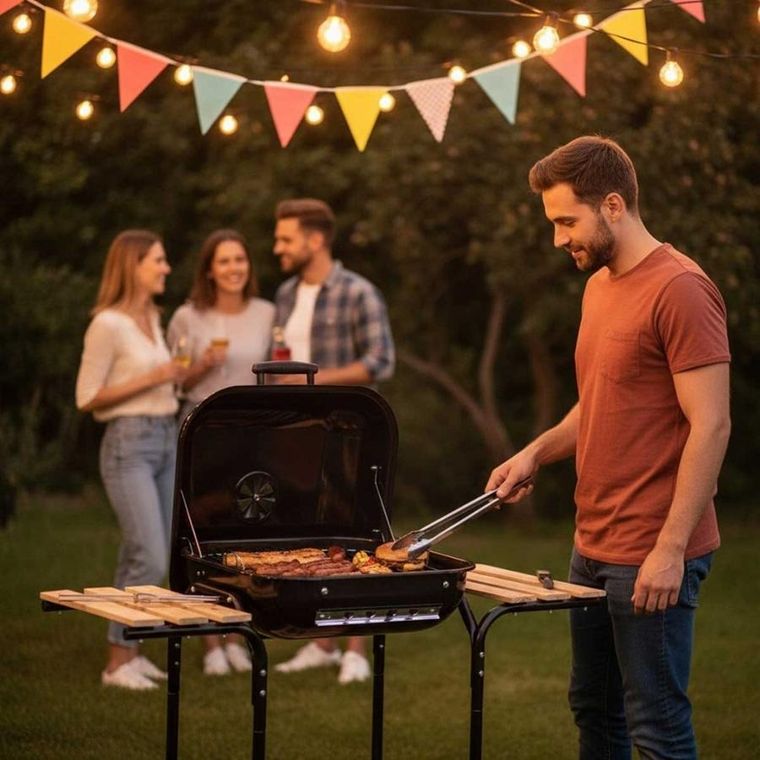 Kinghoff, grill węglowy na kółkach z półkami, kh-2034
