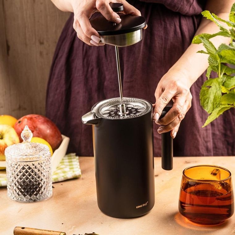 Kinghoff, stalowy zaparzacz tłokowy do kawy, herbaty, 1l, kh-1996