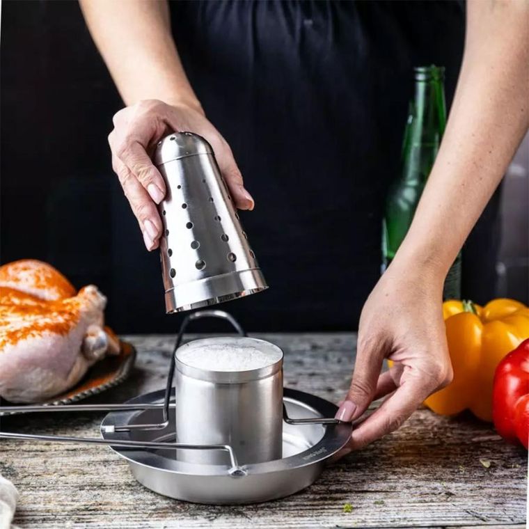 Kinghoff, stojak do pieczenia kurczaka z ociekaczem i aromatyzerem