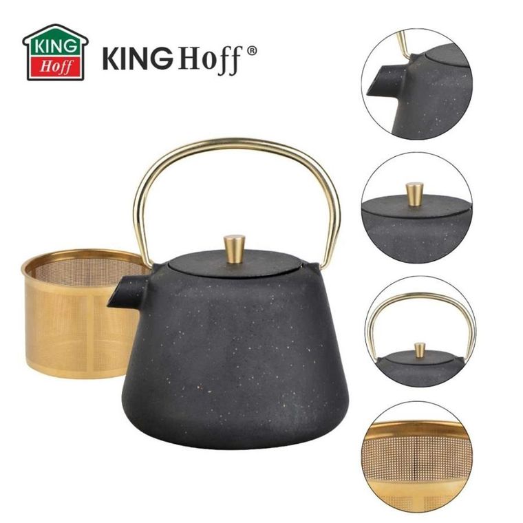 Kinghoff, zaparzacz żeliwny imbryk z filtrem, 1l