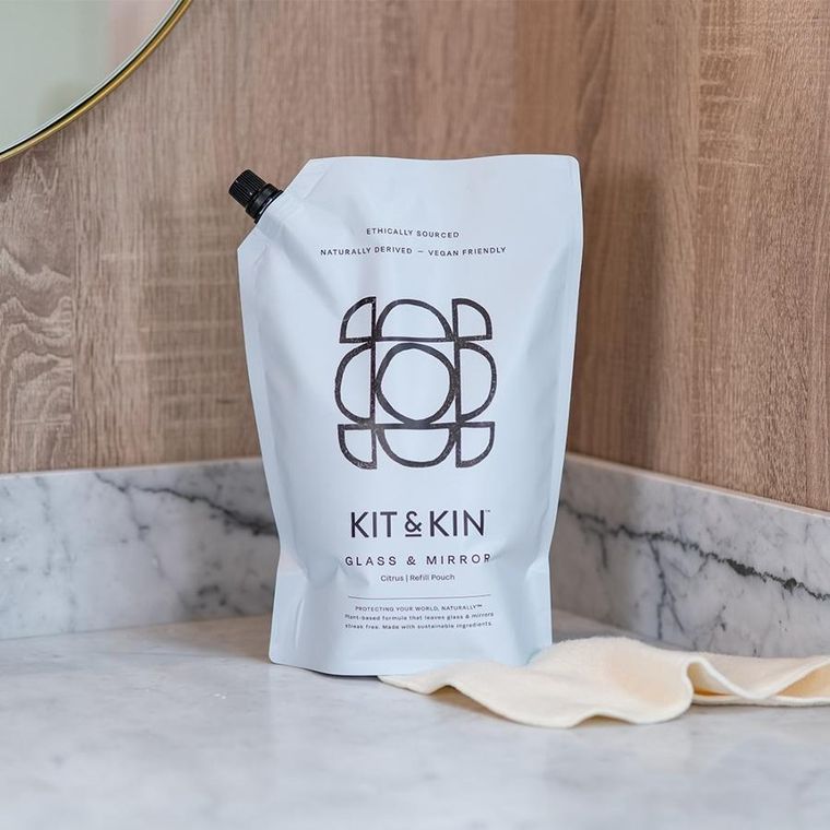 Kit & Kin, naturalny płyn do mycia szyb i luster, o zapachu grejpfruta, 1l