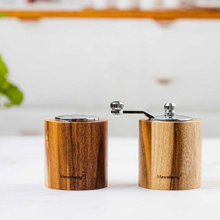 Klausberg, akacjowy młynek do pieprzu + solniczka, KB-7859