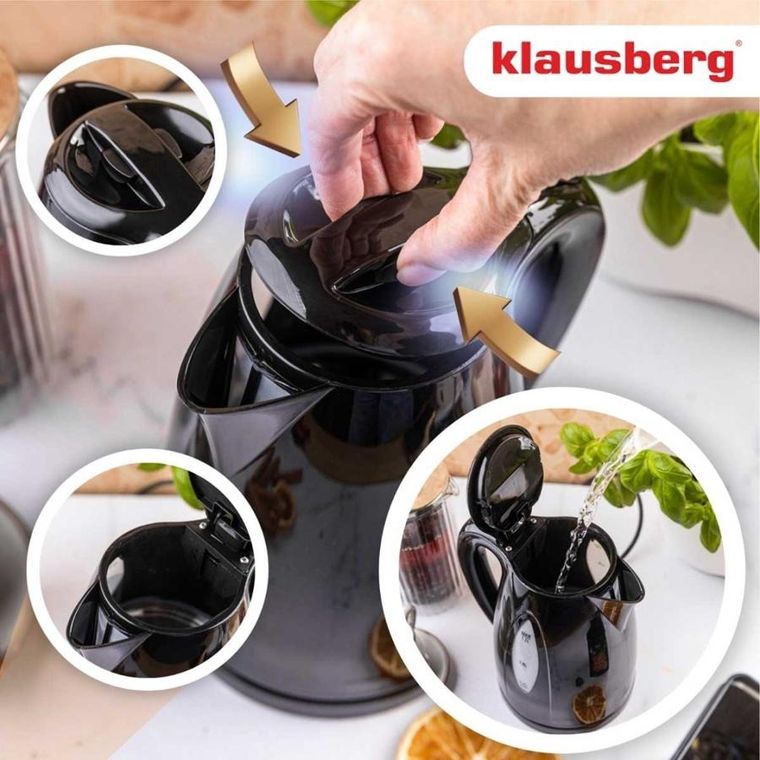 Klausberg, czajnik elektryczny, czarny, 1,2l, KB-9001