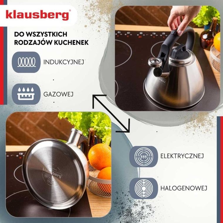 Klausberg, czajnik stalowy z gwizdkiem, 2,5l, kb-7951