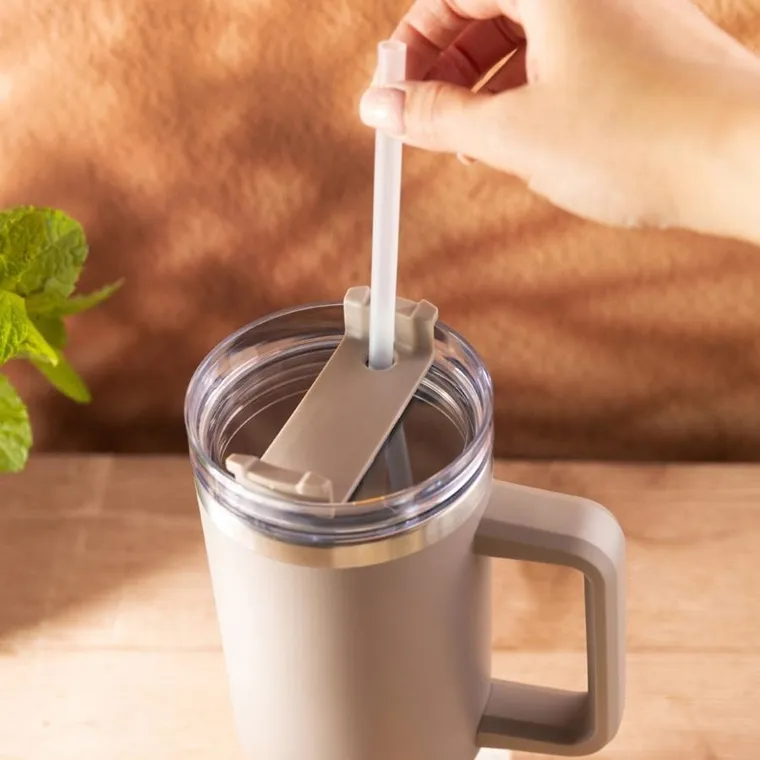 Klausberg, kubek termiczny, z rączką i słomką, stalowy, 1100 ml, kb-7943