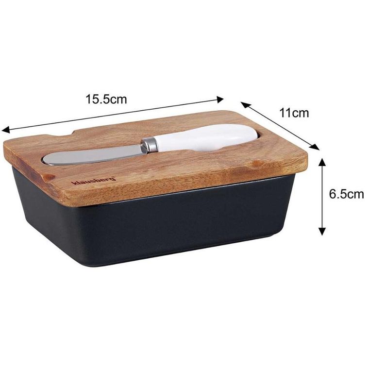 Klausberg, maselniczka porcelanowa z nożykiem, czarna