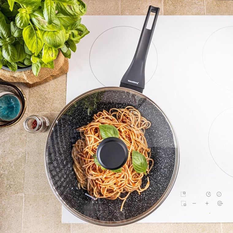 Klausberg, patelnia głęboka, marmurkowa, z pokrywą, 28cm, kb-7990