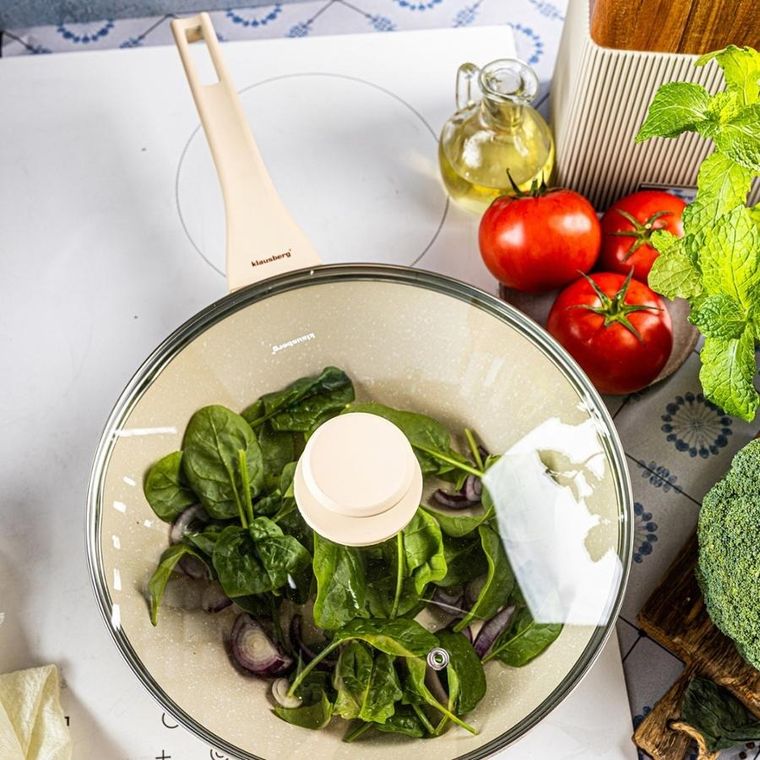 Klausberg, patelnia głęboka, marmurkowa, z pokrywą, 28cm, kb-7991