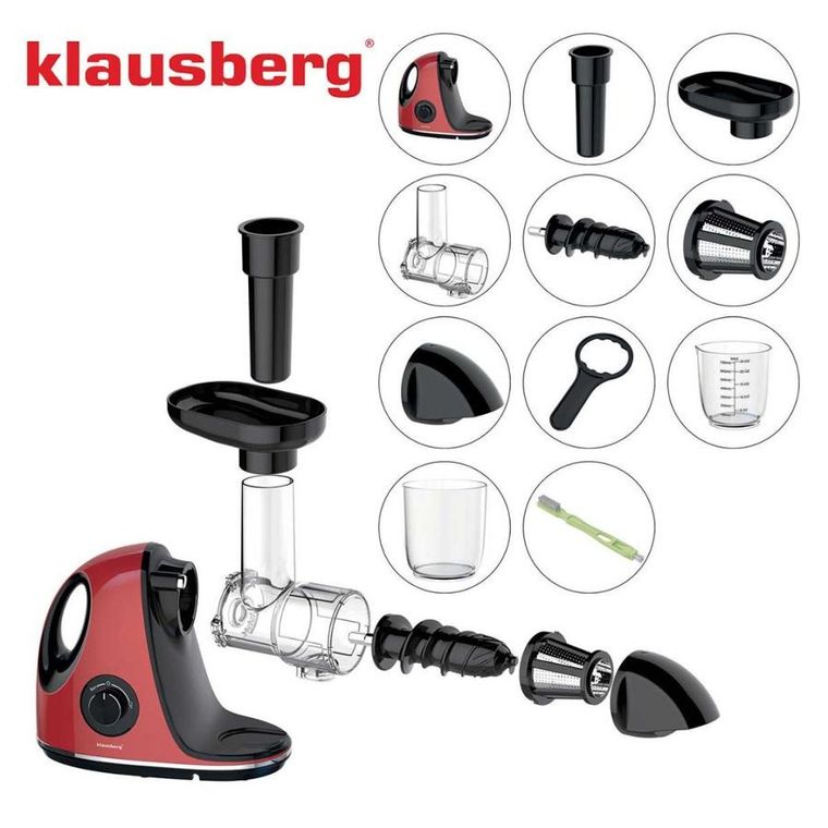 Klausberg, sokowirówka, wyciskarka wolnoobrotowa, czerwona, KB-7865