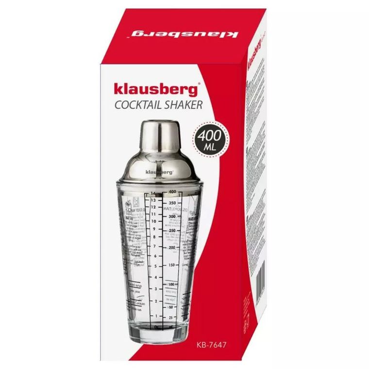 Klausberg, szklany shaker barmański z przepisami, 400 ml, KB-7647
