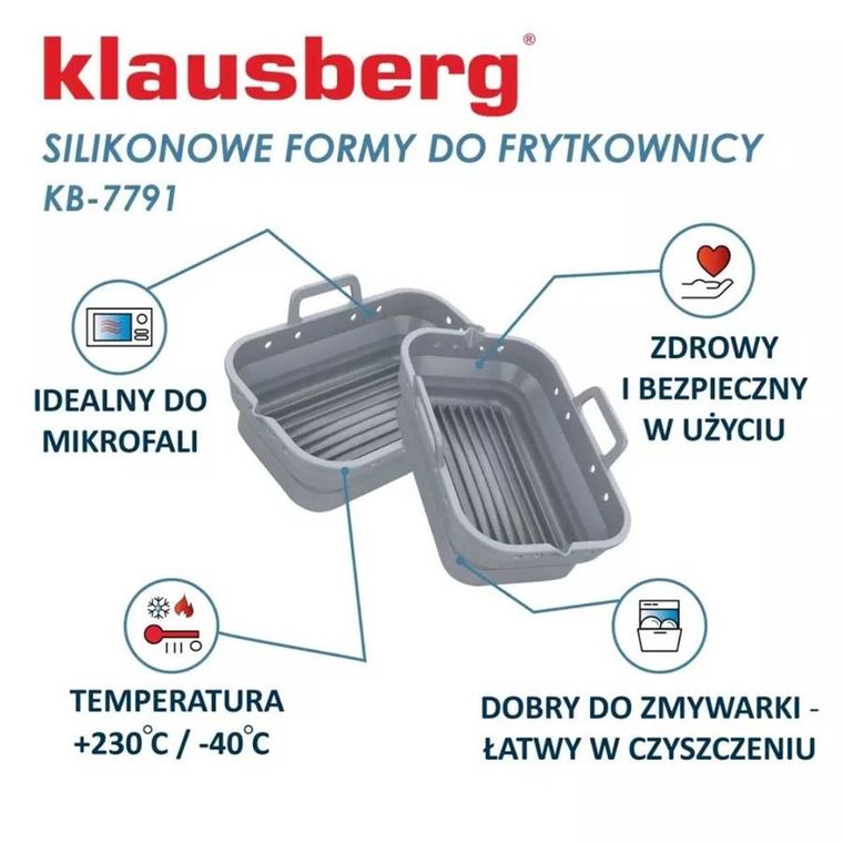 Klausberg, wkład silikonowy do frytownicy, prostokątny, 2 szt.