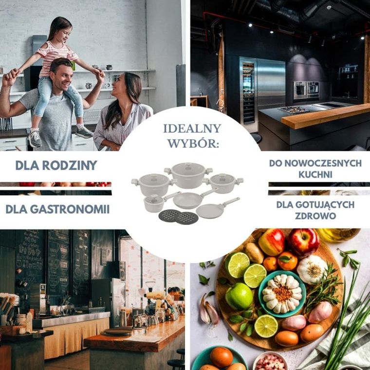 Klausberg, zestaw garnków marmurkowych, 12 elementów, kb-7967