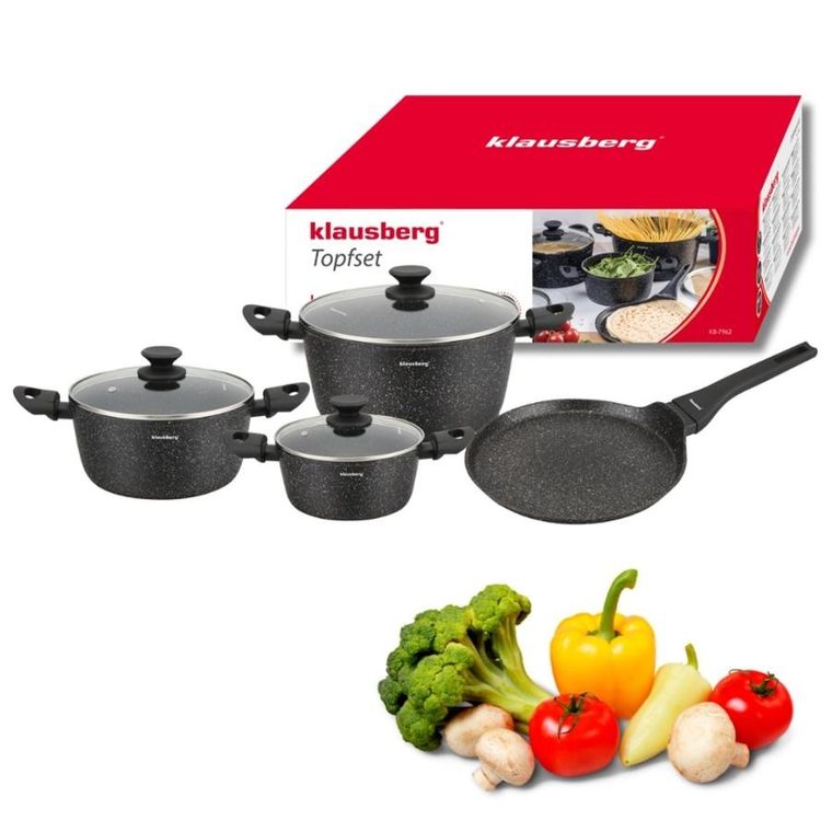 Klausberg, zestaw garnków marmurkowych, 7 elementów, kb-7962