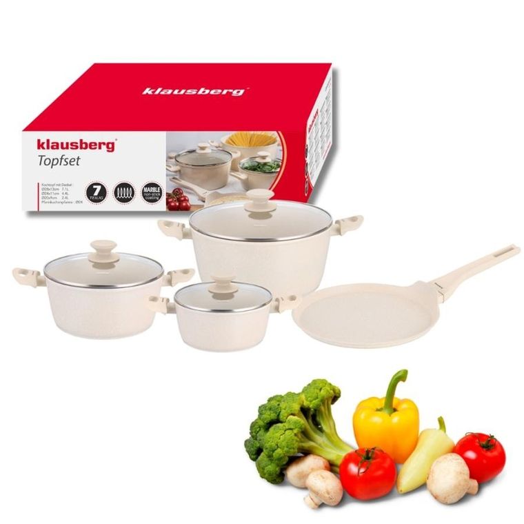 Klausberg, zestaw garnków marmurkowych, 7 elementów, kb-7963