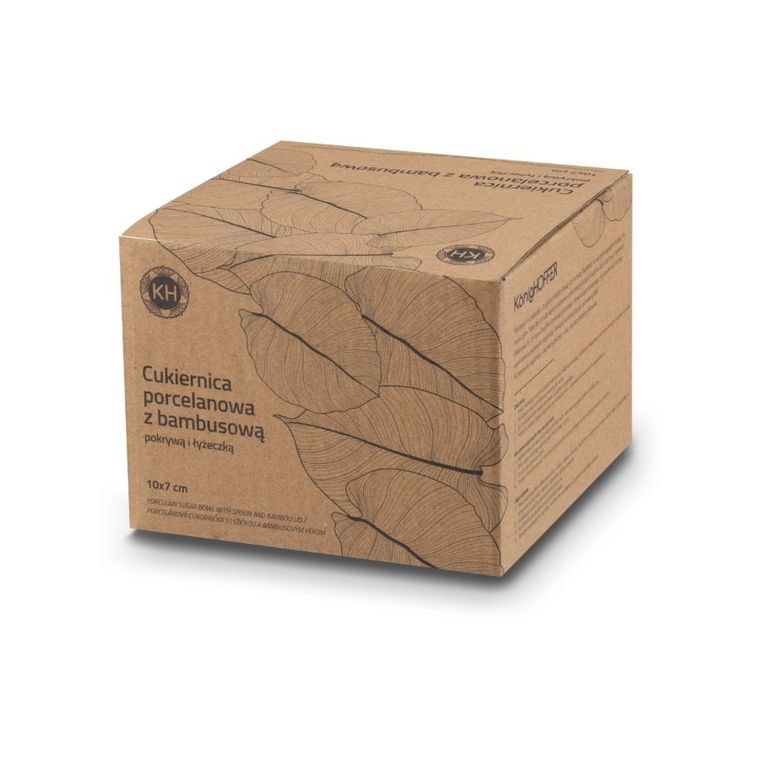 Könighoffer, cukiernica z łyżeczką i bambusową pokrywką, porcelanowa, czarna, 350 ml
