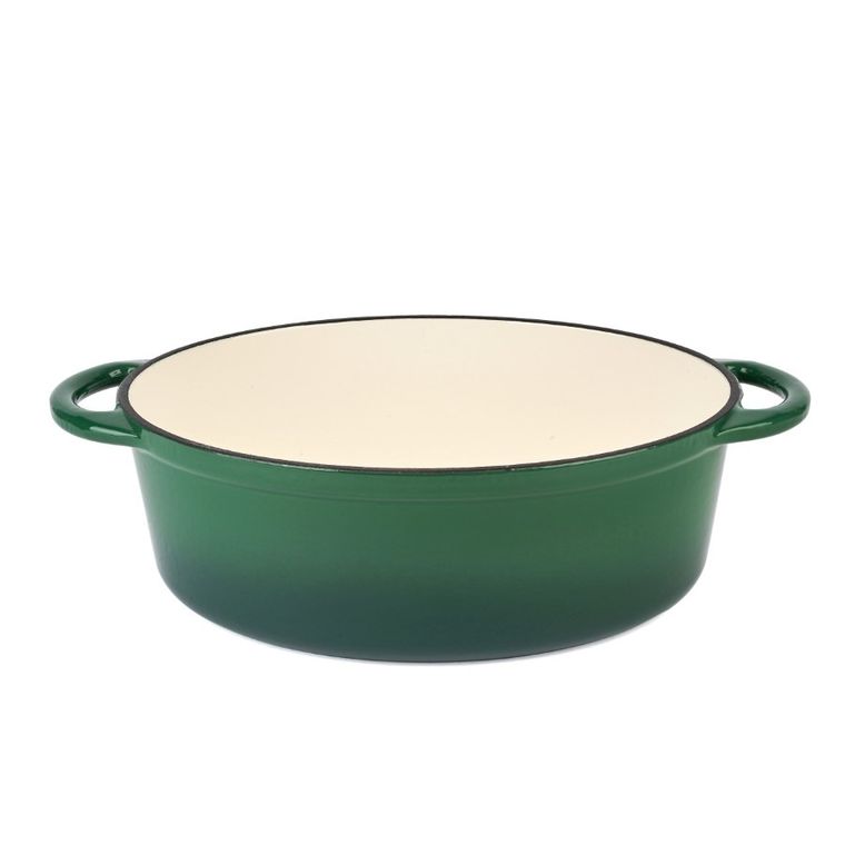 Könighoffer, gęsiarka żeliwna, emaliowana, owalna, szmaragdowa, 6,4 l, 32,5-25-11,8 cm