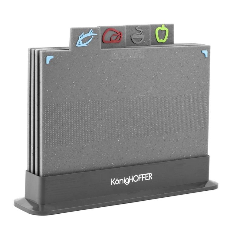 Könighoffer, Marcel, zestaw desek do krojenia w stojaku, 29-22.5-0,6 cm, 4 szt.