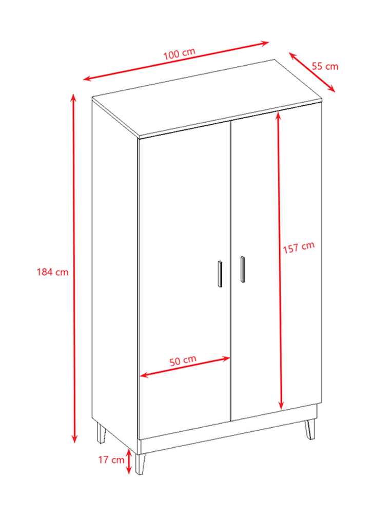 Kocot Kids, Kubi, szafa, biały, 184-55-100 cm