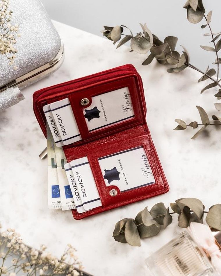 Kompaktowy skórzany portfel damski, Rovicky