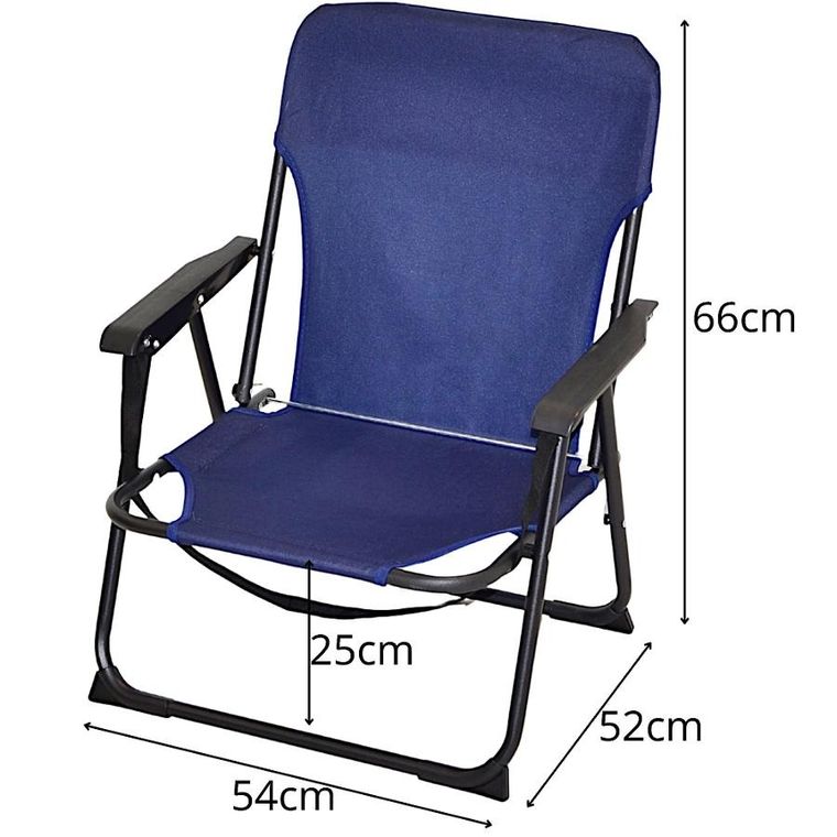 Koopman, fotel plażowy z podłokietnikami, składany, granatowy, 25-52-54/66 cm