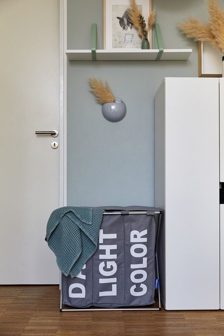 Kosz trójkomorowy na brudną bieliznę, składany, Trio Top, 57-57-38 cm