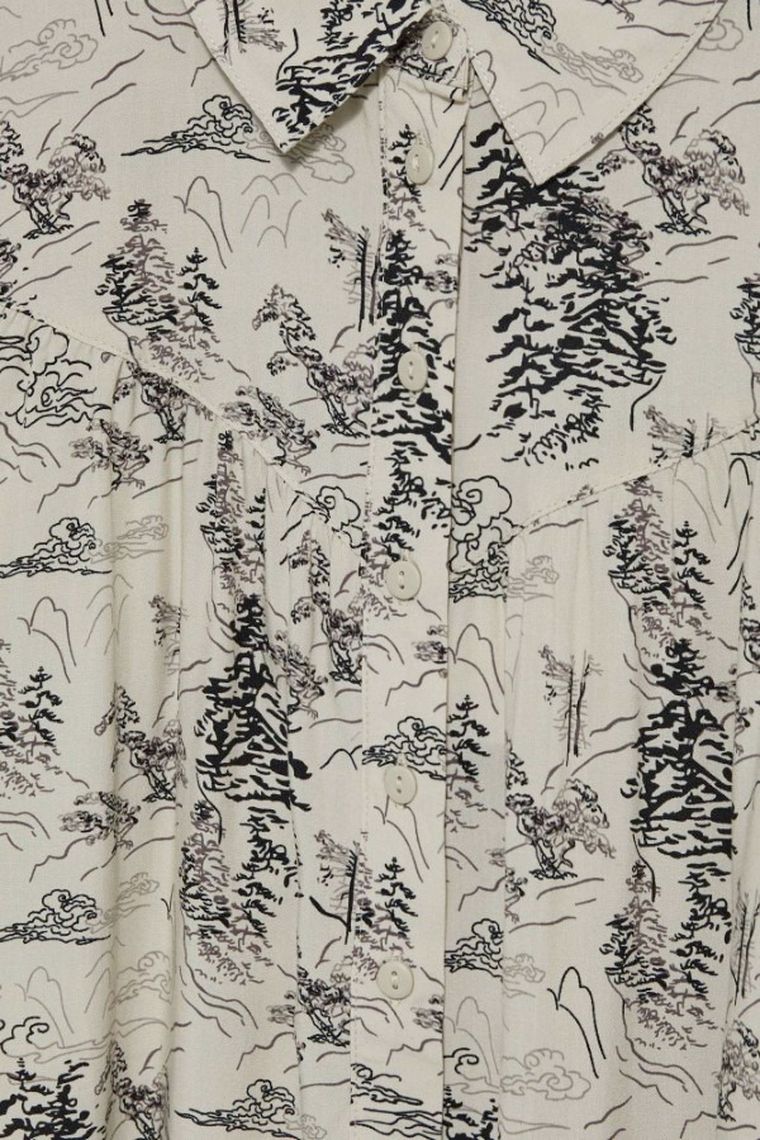 Koszula damska z długim rękawem, beżowa, Moodo