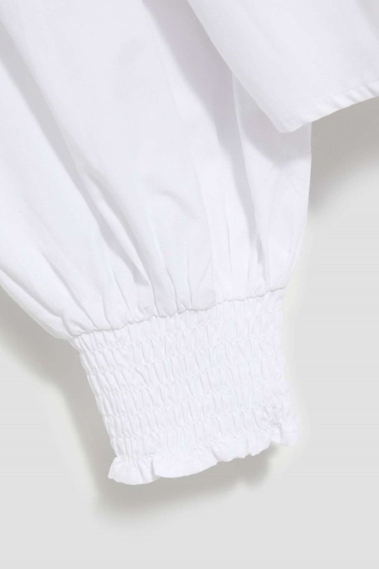 Koszula damska z długim rękawem, biała, Moodo